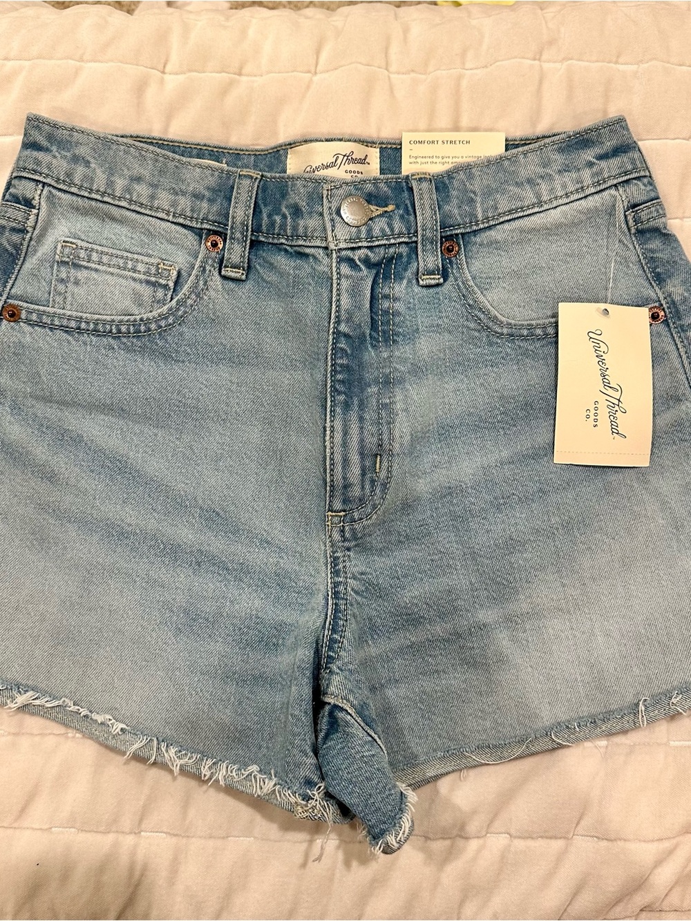 Universal Thread Light Wash High-Rise Frayed Hem Denim Shorts